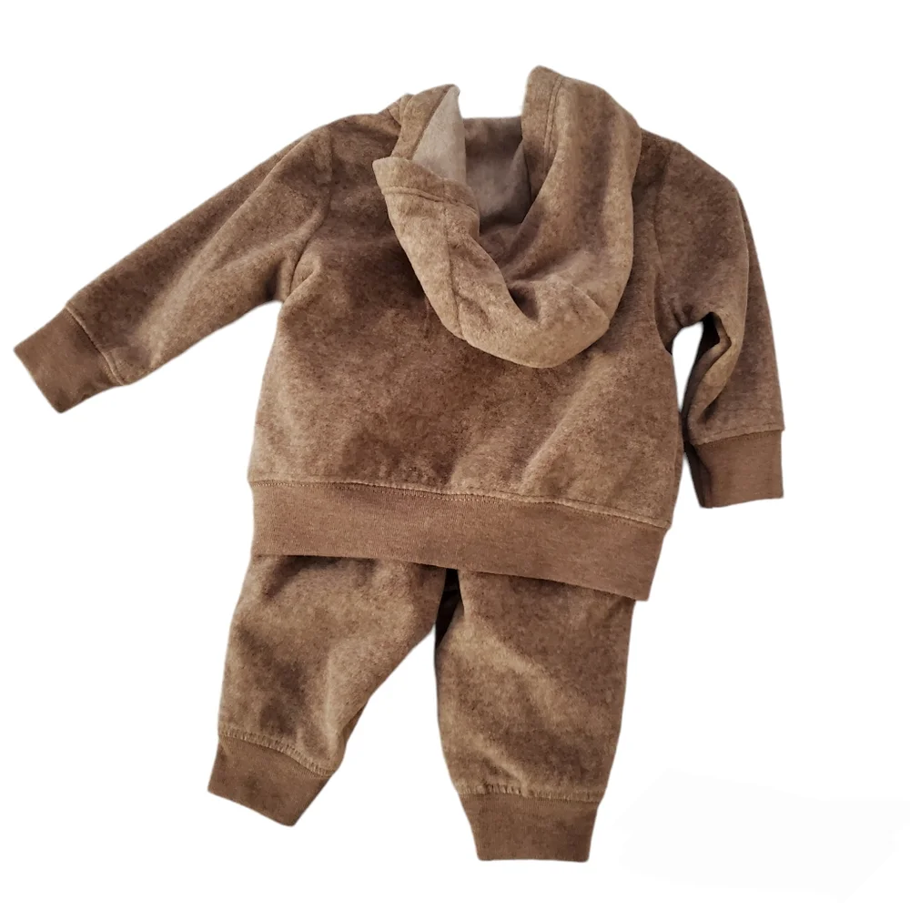 NWOT Child of mine By Carters Fleece Brown Bear Jacket & Pants Set /0-3m - Picture 2 of 3